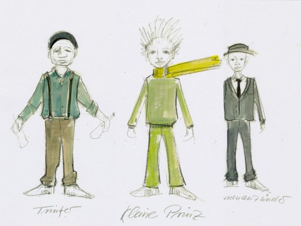 Entwurfsskizze zu Figurenbau Puppenbau „Der kleine Prinz“ Regie: Milena Paulovics, Theater der jungen Welt Leipzig